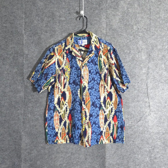 RJC Other - RJC Surfboard Hawaiian Shirt Mens Medium Aloha Beach Camp Casual Blue Outdoor